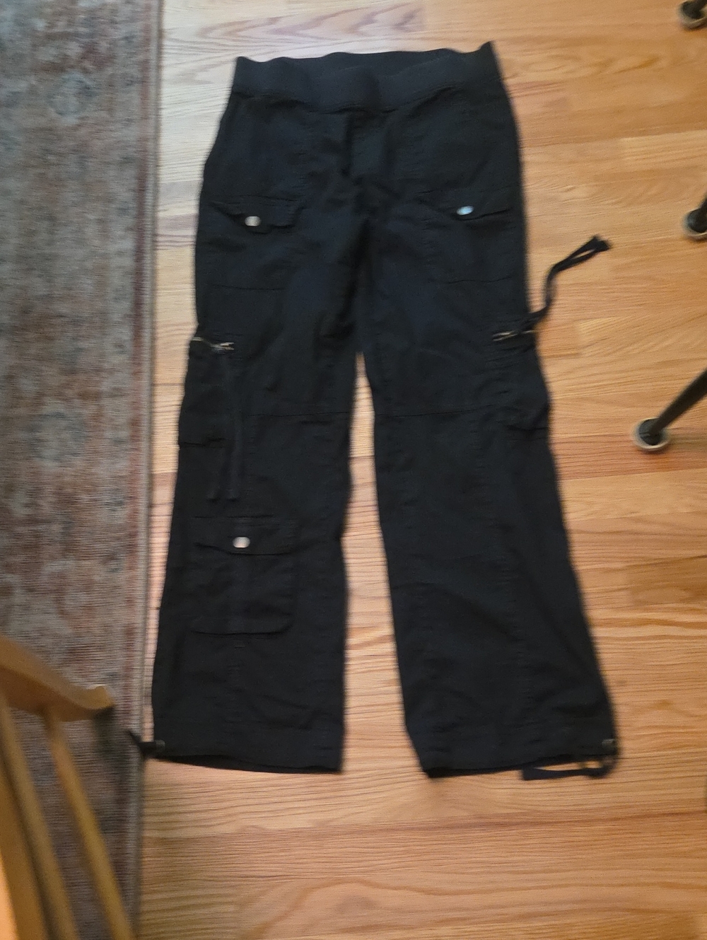 Black Wearables Black Cargo Pants with Utility Pockets M